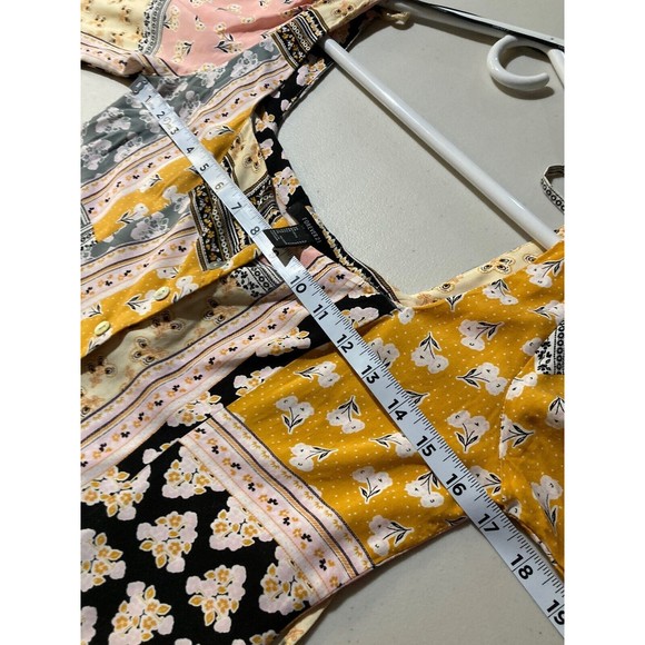 Forever 21 Women's Multicolor Long Sleeve Blouse Romper Floral Size Small EUC‎ - Picture 7 of 9